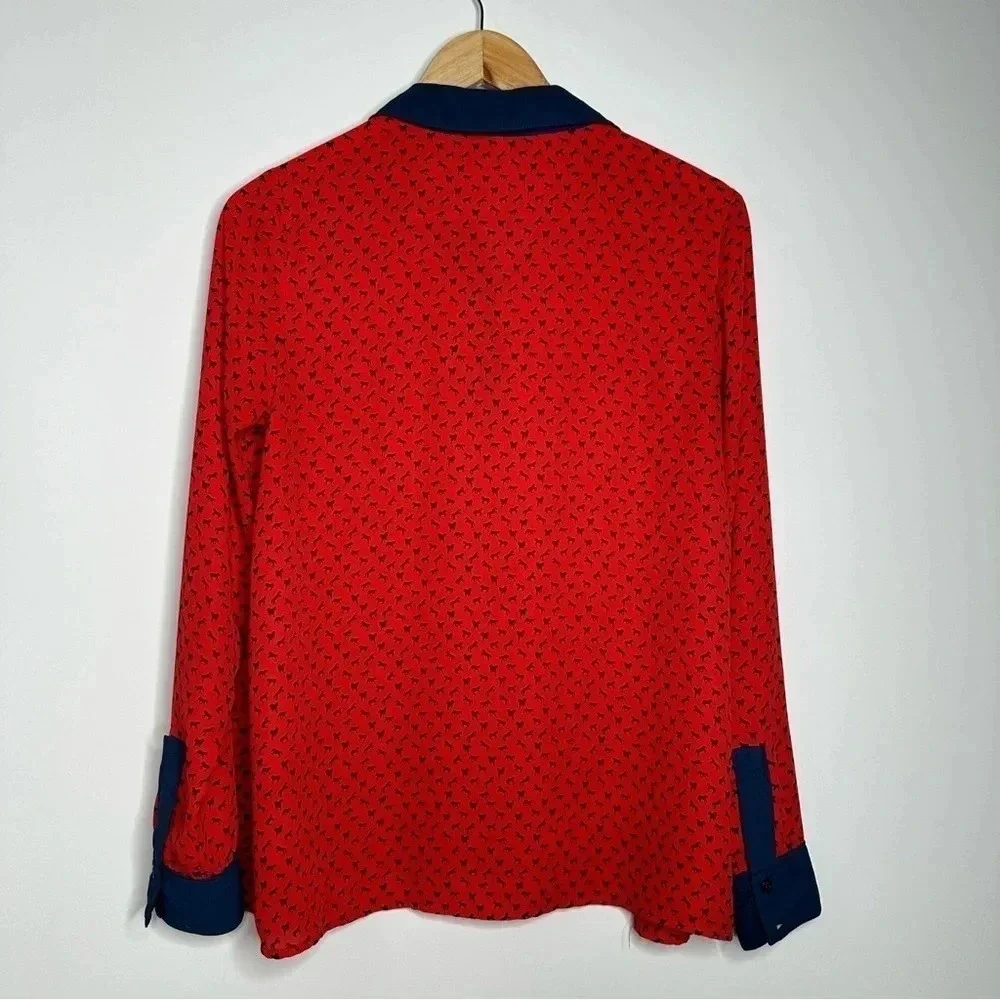 Free People Red Horse Print Blouse Size XS